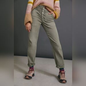 Anthropologie Maeve The Wanderer pants in Green with patchwork accent, Sz 29